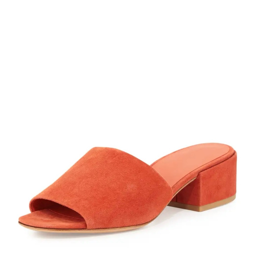 Vince Rachelle Orange Suede Block-Heel Slide Sandal size 6.5
